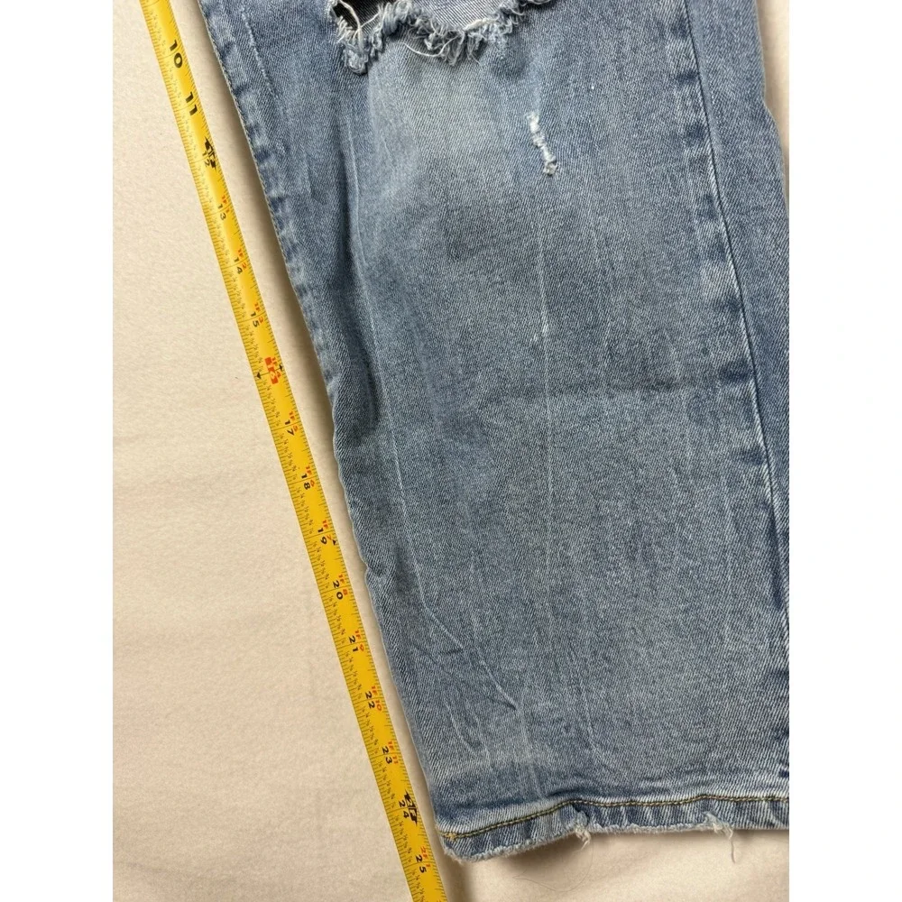 Dear John Frankie Straight Jeans Womens 33 Super High Rise Distressed Light Wash